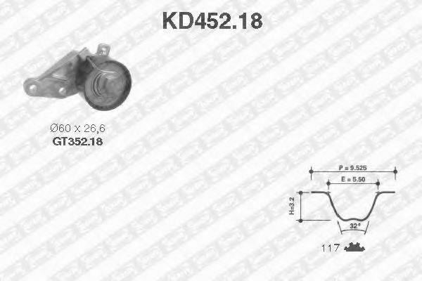 Комплект ременя ГРМ SNR KD452.18