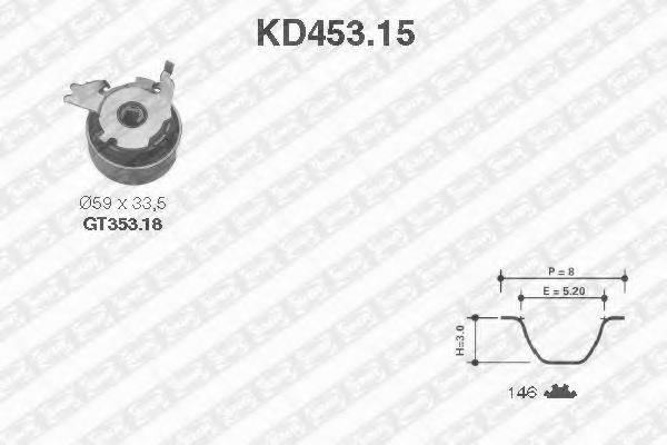 Комплект ременя ГРМ SNR KD453.15