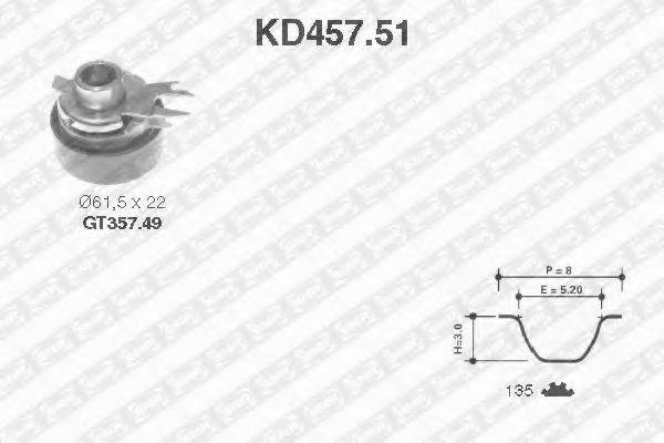 Комплект ременя ГРМ SNR KD457.51