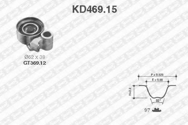 Комплект ременя ГРМ SNR KD469.15