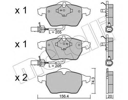 Комплект тормозных колодок, дисковый тормоз METELLI 22-0314-0