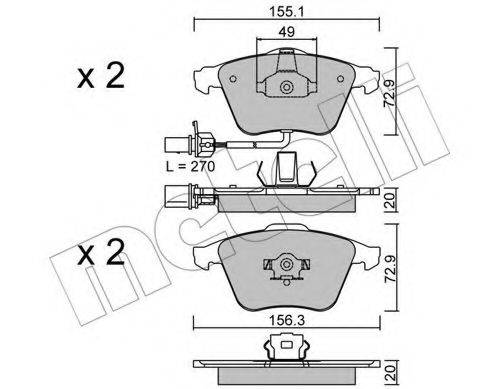 Комплект тормозных колодок, дисковый тормоз METELLI 22-0549-1