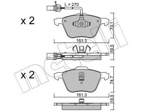 Комплект тормозных колодок, дисковый тормоз METELLI 22-0551-0