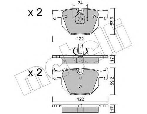 Комплект тормозных колодок, дисковый тормоз METELLI 22-0644-4