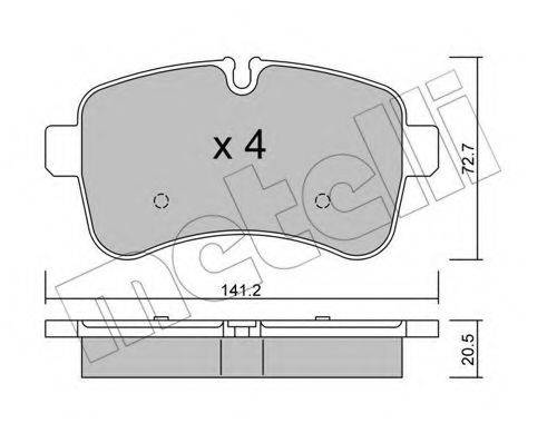 Комплект тормозных колодок, дисковый тормоз METELLI 22-0711-0