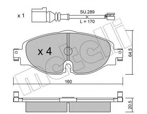 Комплект тормозных колодок, дисковый тормоз METELLI 22-0950-0K