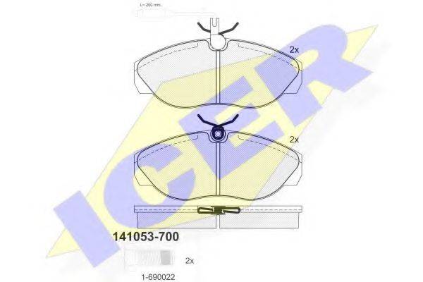 Комплект тормозных колодок, дисковый тормоз ICER 141053-700