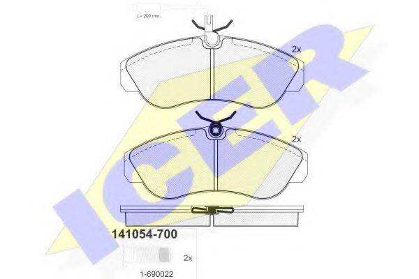 Комплект тормозных колодок, дисковый тормоз ICER 141054-700