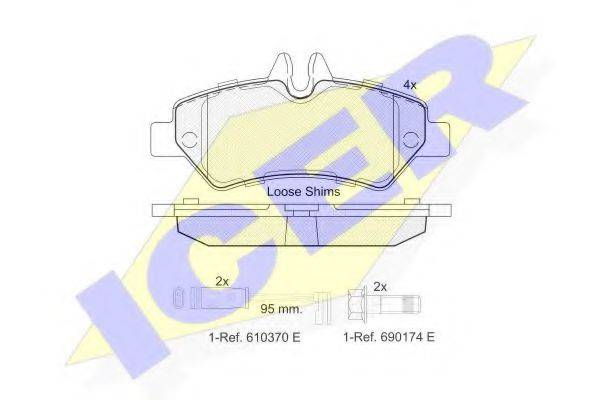 Комплект тормозных колодок, дисковый тормоз ICER 141787