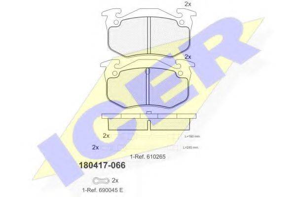 Комплект тормозных колодок, дисковый тормоз ICER 180417