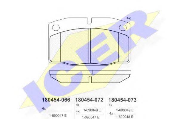 Комплект тормозных колодок, дисковый тормоз ICER 180454