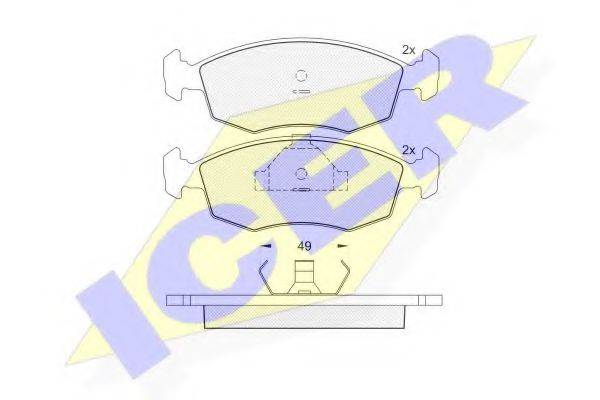 Комплект гальмівних колодок, дискове гальмо ICER 180543