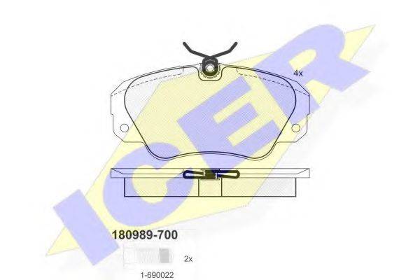 Комплект тормозных колодок, дисковый тормоз ICER 180989-700