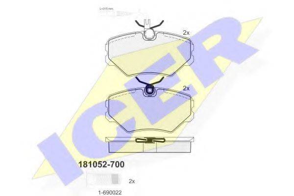 Комплект гальмівних колодок, дискове гальмо ICER 181052-700