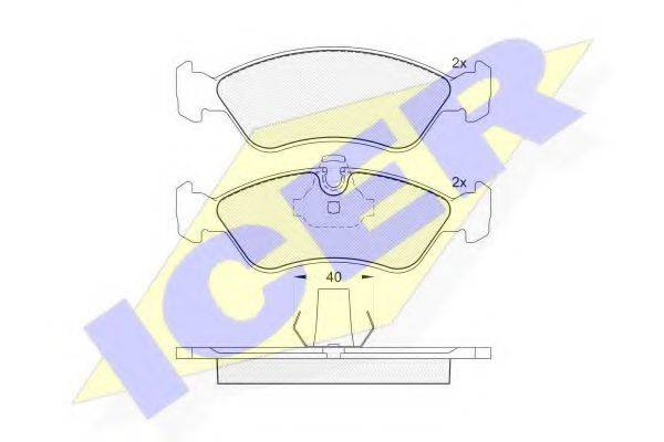 Комплект тормозных колодок, дисковый тормоз ICER 181152