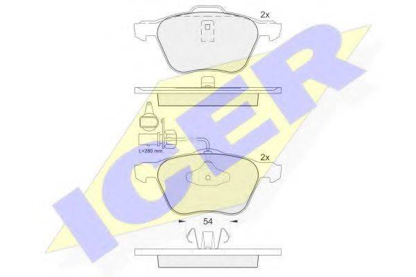 Комплект тормозных колодок, дисковый тормоз ICER 181395