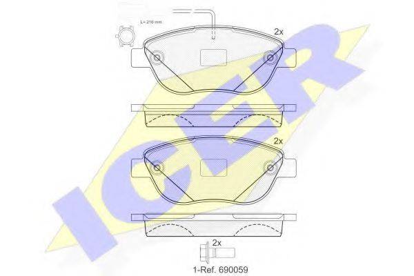 Комплект тормозных колодок, дисковый тормоз ICER 181440-203