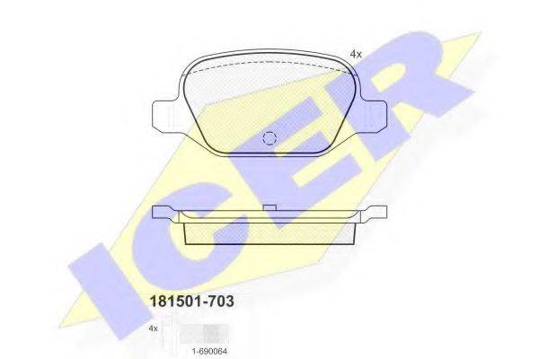 Комплект тормозных колодок, дисковый тормоз ICER 181501-703