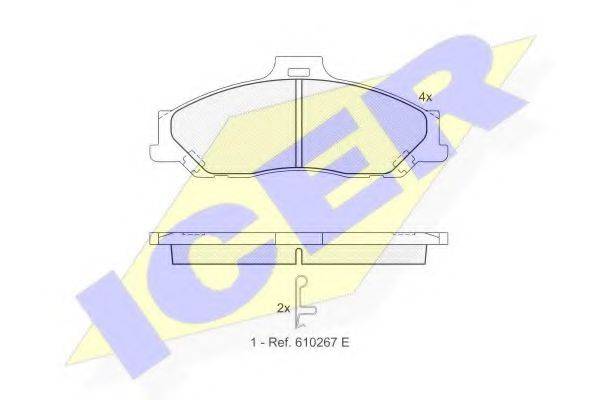 Комплект гальмівних колодок, дискове гальмо ICER 181580