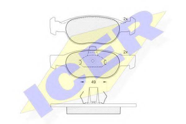 Комплект тормозных колодок, дисковый тормоз ICER 181616