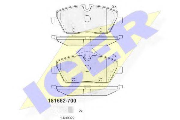 Комплект тормозных колодок, дисковый тормоз ICER 181662-700