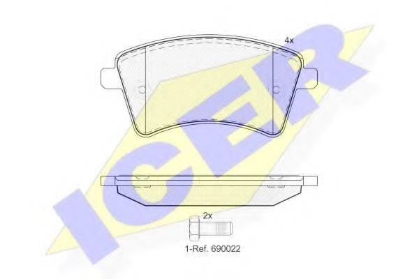 Комплект тормозных колодок, дисковый тормоз ICER 181854