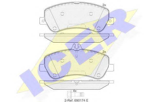 Комплект тормозных колодок, дисковый тормоз ICER 181917