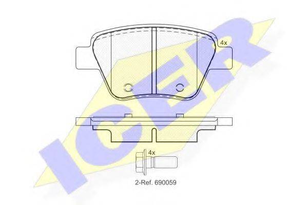 Комплект тормозных колодок, дисковый тормоз ICER 181967