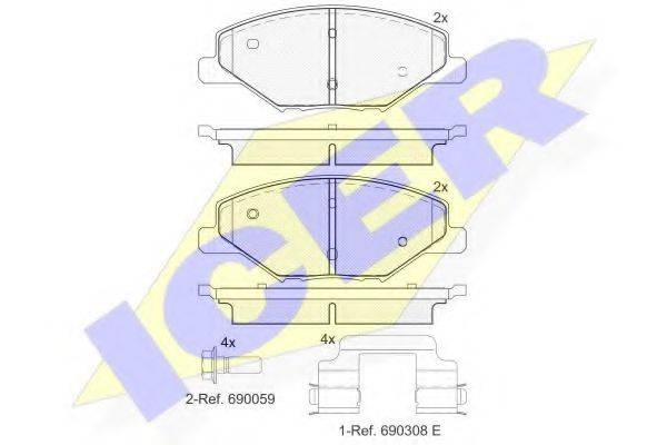 Комплект тормозных колодок, дисковый тормоз ICER 182110