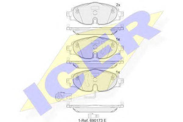 Комплект тормозных колодок, дисковый тормоз ICER 182111