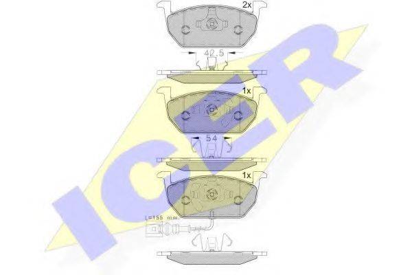 Комплект тормозных колодок, дисковый тормоз ICER 182189