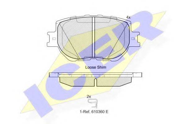 Комплект тормозных колодок, дисковый тормоз ICER 182200