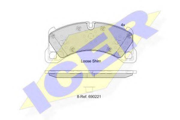 Комплект тормозных колодок, дисковый тормоз ICER 182206