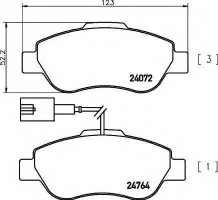 Комплект тормозных колодок, дисковый тормоз HELLA 8DB 355 014-471