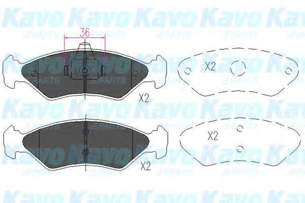 Комплект гальмівних колодок, дискове гальмо KAVO PARTS KBP-4533