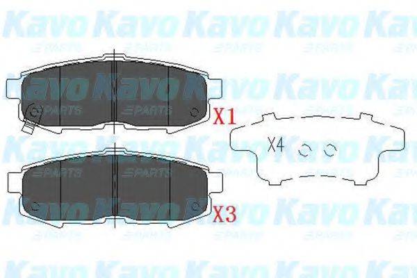 Комплект гальмівних колодок, дискове гальмо KAVO PARTS KBP-4555