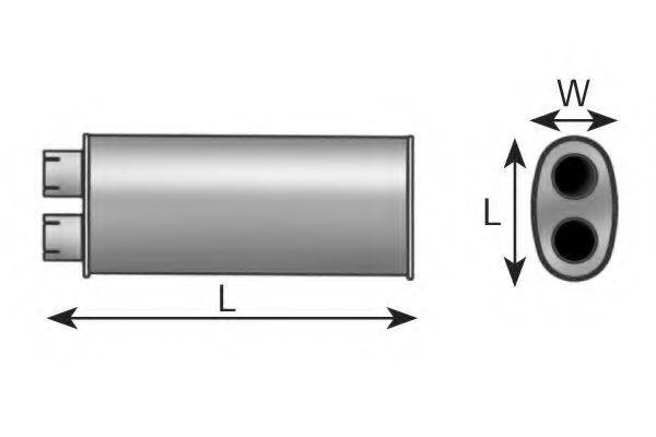 Середній глушник вихлопних газів; Середній глушник вихлопних газів, універсальний DINEX 47300