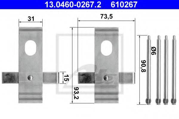Комплектуючі, колодки дискового гальма ATE 13.0460-0267.2