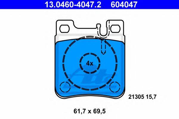 Комплект тормозных колодок, дисковый тормоз ATE 13.0460-4047.2