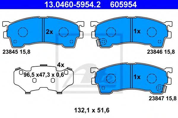 Комплект тормозных колодок, дисковый тормоз ATE 13.0460-5954.2