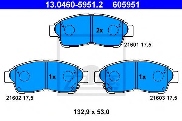 Комплект гальмівних колодок, дискове гальмо ATE 13.0460-5951.2
