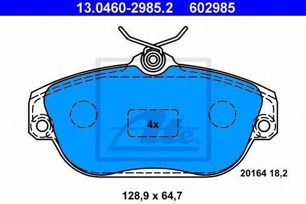 Комплект тормозных колодок, дисковый тормоз ATE 13.0460-2985.2