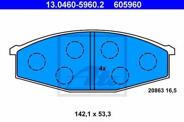 Комплект тормозных колодок, дисковый тормоз ATE 13.0460-5960.2