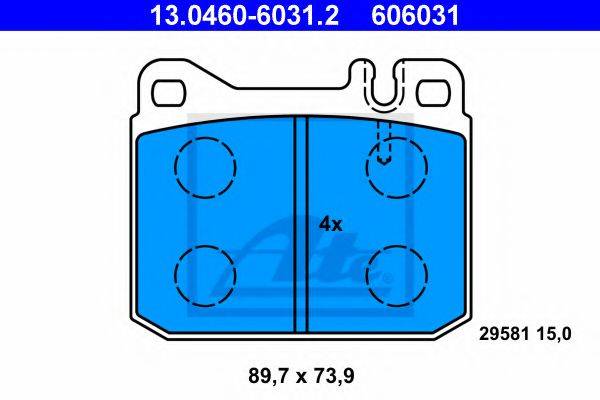 Комплект тормозных колодок, дисковый тормоз ATE 13.0460-6031.2