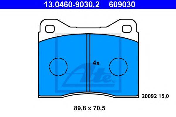 Комплект тормозных колодок, дисковый тормоз ATE 13.0460-9030.2