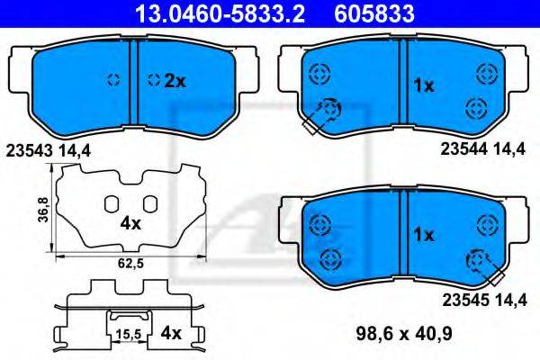 Комплект тормозных колодок, дисковый тормоз ATE 13.0460-5833.2