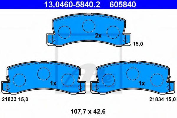 Комплект тормозных колодок, дисковый тормоз ATE 13.0460-5840.2