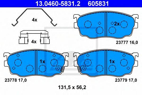 Комплект тормозных колодок, дисковый тормоз ATE 13.0460-5831.2