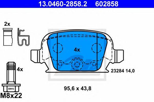 Комплект тормозных колодок, дисковый тормоз ATE 13.0460-2858.2