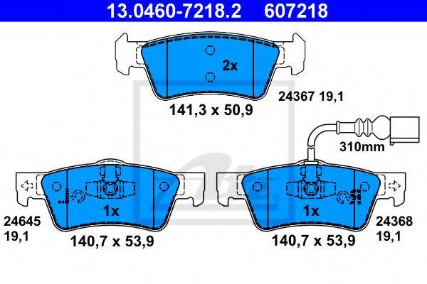Комплект тормозных колодок, дисковый тормоз ATE 13.0460-7218.2